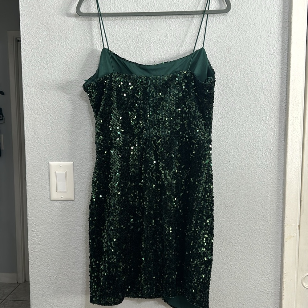 Betsy & Adam Dark Green Sequin Mini Dress - Picture 10 of 10
